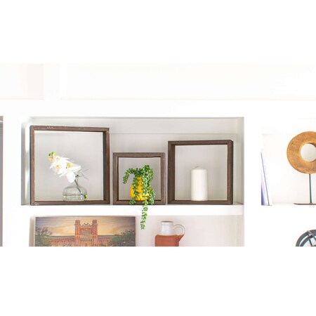 Barnwoodusa Rustic Farming Reclaimed Floating Square Shelves, Set of 3 (Espresso) 672713212782